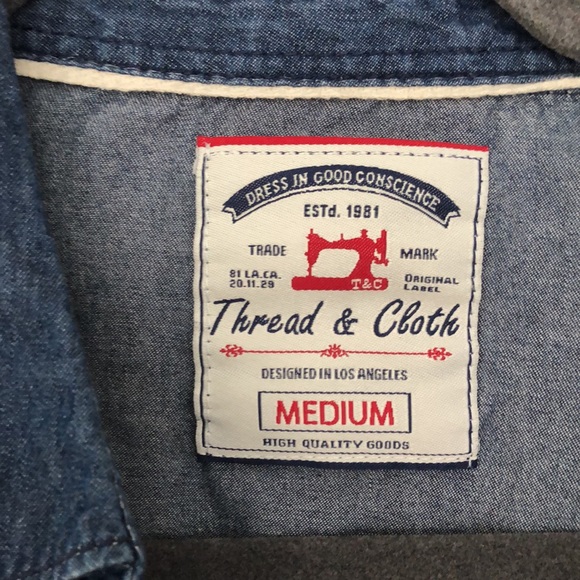 Thread and Cloth Blue Indigo Western shirt size M - Picture 3 of 6